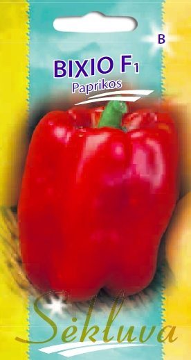 Paprikos saldžiosios ankstyvos, stambios, storos sienelės 'BIXIO F1' 10 sėklų S. Paprikos saldžiosios ankstyvos, stambios, storos sienelės 'BIXIO F1' 10 sėklų S.