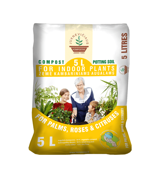 Žemės palmėms, rožėms, citrusiniams augalams 5 litrai J. Žemės palmėms, rožėms, citrusiniams augalams 5 litrai J.