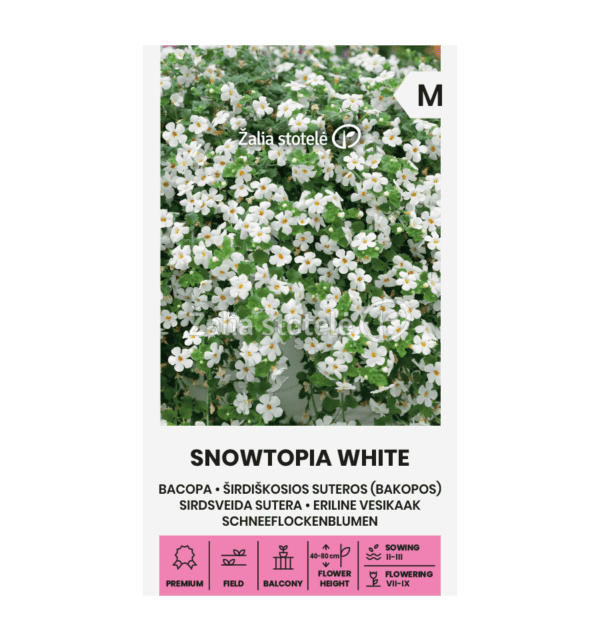 Širdiškosios suteros, bakopos, svyrančios, baltos 'SNOWTOPIA WHITE' 6 dražė A.