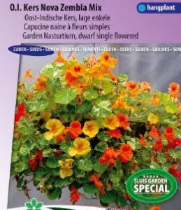 Nasturtos didžiosios margalapės, mišinys, pakabinamiems ar pastatomiems vazonams 'O.I.KERS NOVA ZEMBLA MIX', 2,5 g SLG.