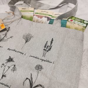 Rinkinys „Smilgų krepšys mamai" su varpinių augalų sėklomis ir krepšiu