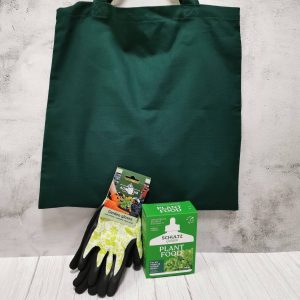 Rinkinys „Žali lašiukai" su maišiuku, pirštinėmis ir trąšomis + šventinis įpakavimas