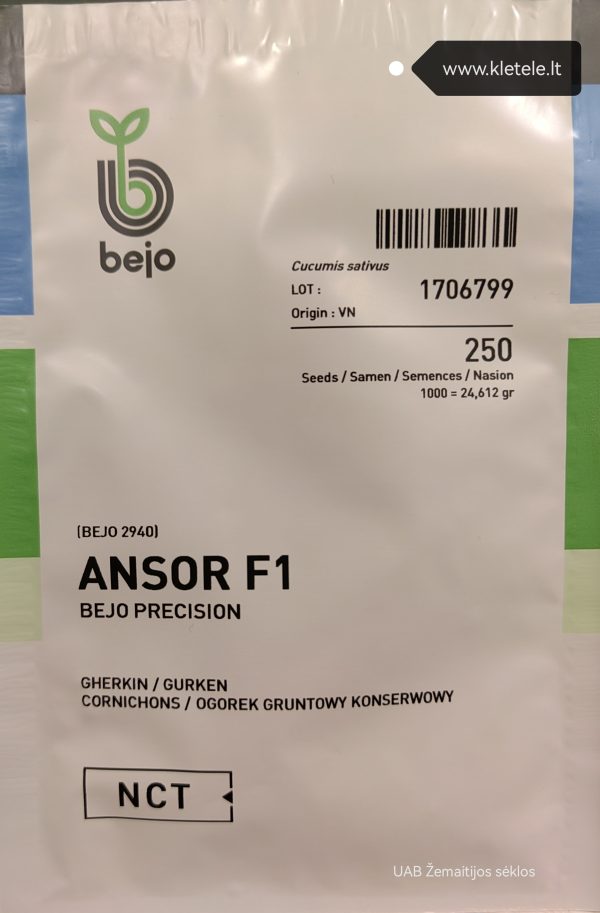 Savidulkiai agurkai ankstyvi Ansor F1 profi pakuotė 250 sėklų Bejo Zaden