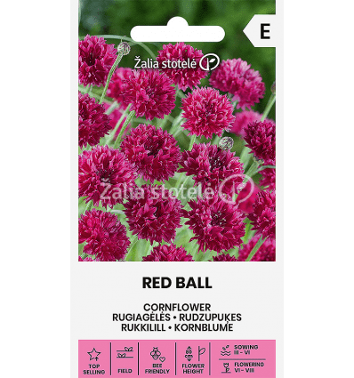 Rugiagėlės bordinės 'RED BALL' 0,5 g A. Rugiagėlės bordinės 'RED BALL' 0,5 g A.