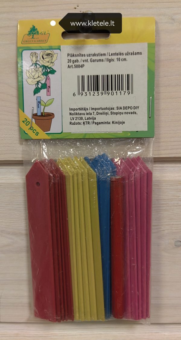 Spalvotos etiketės augalams su pieštuku