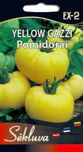 Pomidorai nehibridiniai, geltoni, stambūs, vidutiniškai vėlyva, labai skanūs 'YELLOW GAZZI' 10 sėklų S. NAUJIENA 2024 m.