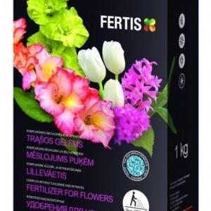 Trąšos gėlėms beriamos granulės, melsvai žalios (NPK 12-8-16+ mikroelementai) 1 kg FERTIS NAUJIENA 2024 m.