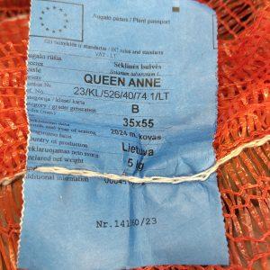 Sertifikuotų sėklinių bulvių 'Queen Anne" etiketė 2024 m