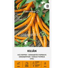 Paprikos aitriosios oranžinės, laukui, šiltnamiui, vazonui 'KILIAN' 0,1 g A. Paprikos aitriosios oranžinės, laukui, šiltnamiui, vazonui 'KILIAN' 0,1 g A.