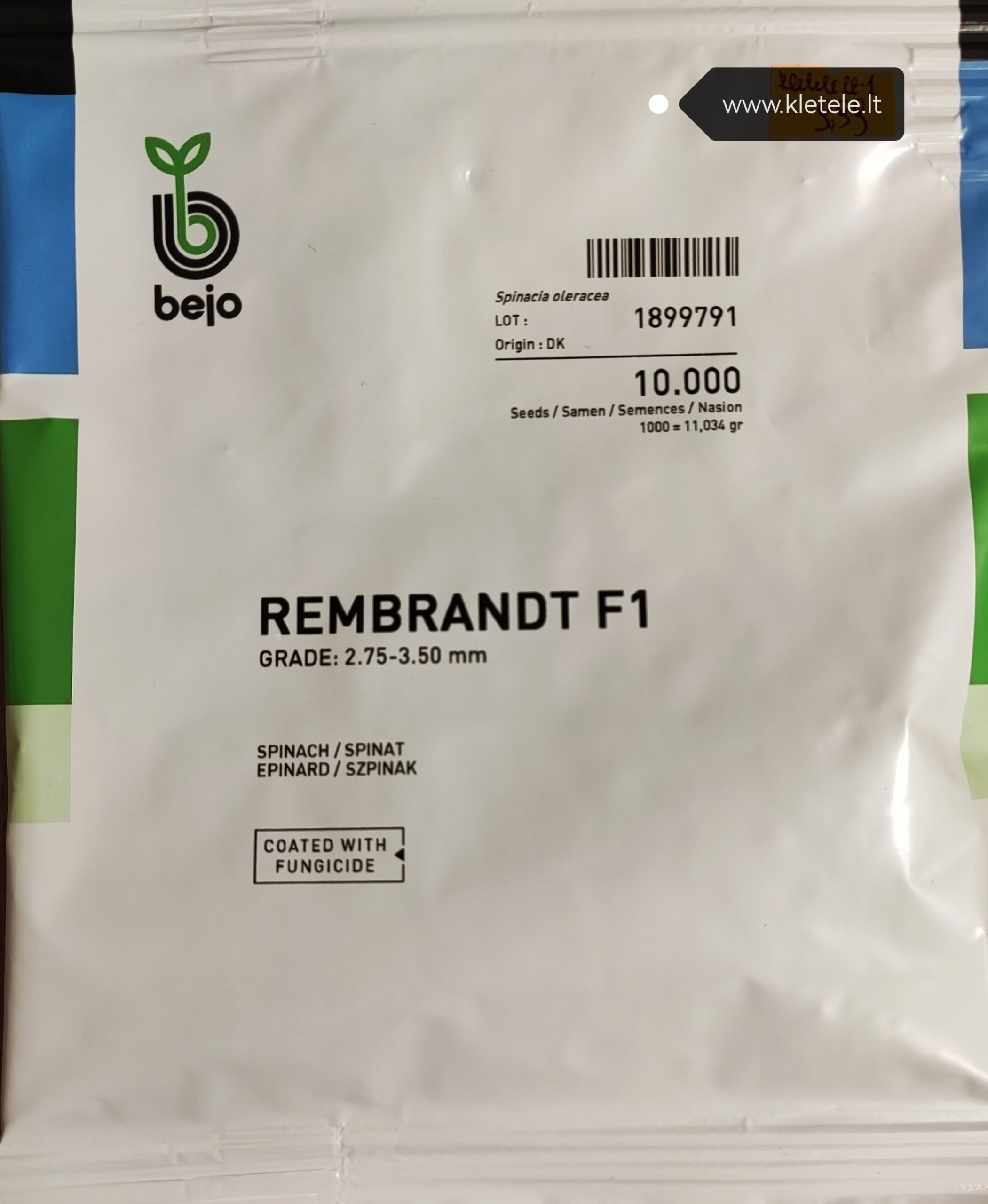 Špinatai ankstyvi vešlūs, žiemojantys 'REMBRANDT F1' 10.000 sėklų (Profi pakuotė), Bejo Zaden. NAUJIENA 2025 m. Špinatai ankstyvi vešlūs, žiemojantys 'REMBRANDT F1' 10.000 sėklų (Profi pakuotė), Bejo Zaden. NAUJIENA 2025 m.