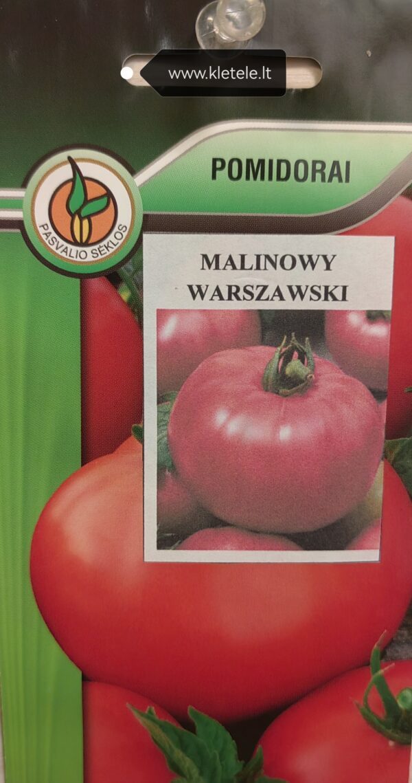 Pomidorai avietiniai nehibridiniai, ankstyvi, aukšti, derlingi, plona odele, tinka ir laukui 'MALINOWY WARSZAWSKI' 0,1 g PS. NAUJIENA 2025 m.