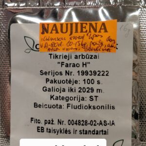Arbūzai vidutinio ankstyvumo, labai dideli vaisiai, labai saldūs, derlingi, toleruoja ligas ‘FARAO H’ 100 sėklų (Didelė pakuotė). NAUJIENA 2026 m.