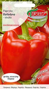 Paprikos saldžiosios nehibridinės, dideliais raudonais vaisiais, vidutinio ankstyvumo, tinka laukui 'BALLADYNA' 0,5 g T. NAUJIENA 2026 m.