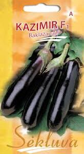 Baklažanai labai ankstyvi, derlingi, stambūs vaisiai, neapkarsta, šiltnamiui ir laukui 'KAZIMIR F1' 10 sėklų S. NAUJIENA 2026 m.