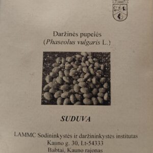 Daržinės lietuviškos pupelės vidutinio ankstyvumo, baltos sėklos, derlingos 'SUDUVA' 20 g. NAUJIENA 2026 m. (geriausia iki 2027.04)