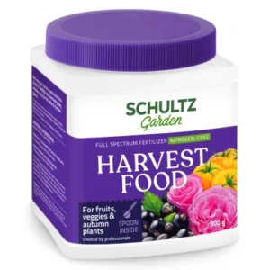 SCHULTZ tirpios trąšos be azoto - vasaros ir rudens tręšimui „HARVEST FOOD" 900 g (Didelė pakuotė). NAUJIENA 2026 m.